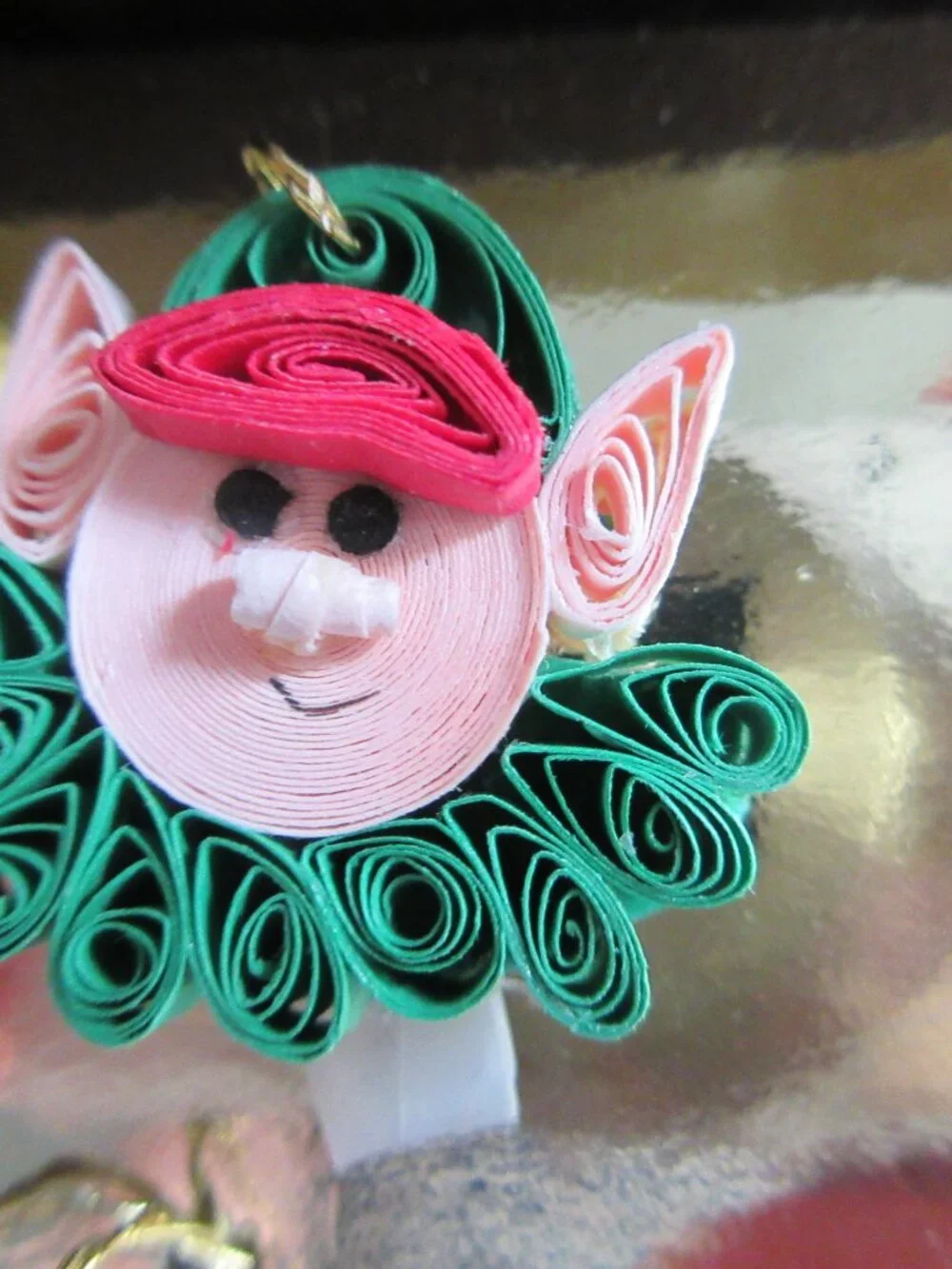 5 Paper Quilled Mini Christmas Ornaments Set in Gift Box Santa, Elf, Snowman